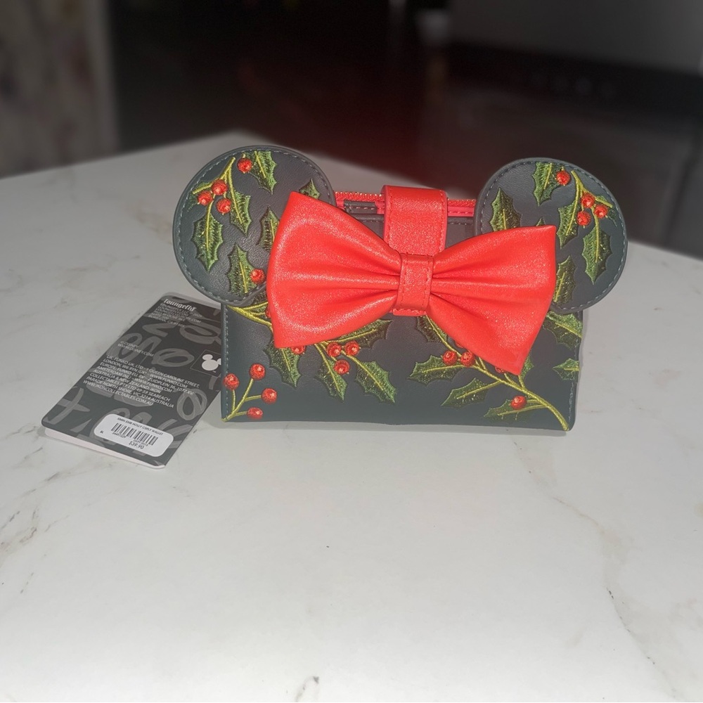 Loungefly Disney Minnie Mouse Holiday Holly Zip Wallet